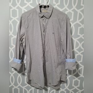 Burberry Brit grey plaid longsleeve button down shirt sz M
